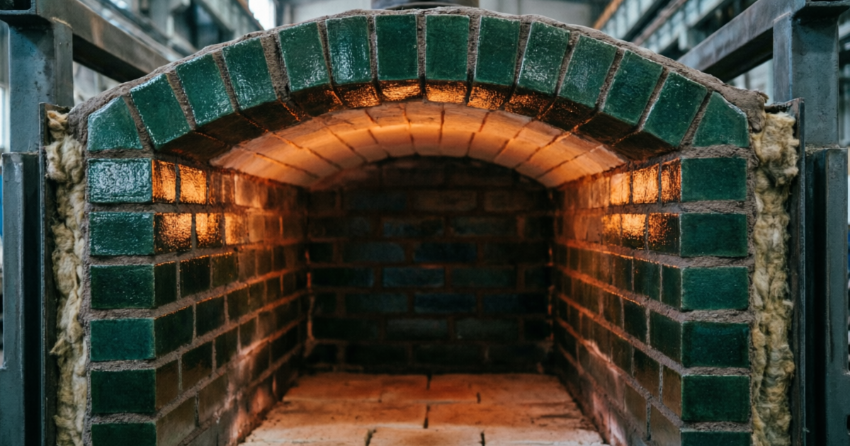 Industrial refractory furnace lining with chromium oxide green